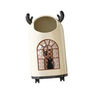 Garbage Can with Casters Waste Paper Bucket for Living Room Home Bedroom - Picture 1 of 6