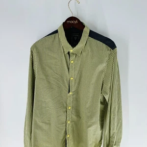 Guess Gingham Check Long Sleeve Classic Button-Up Shirt Yellow Black Size XL - Picture 1 of 10