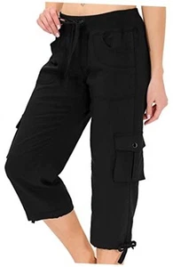 Womens Capris with Pockets Loose Fit Casual Capri Pants Dressy Lightweight - Picture 1 of 8