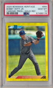 RC BOBBY WITT JR (RC) PSA 10 REFRACTOR DORADO/50 BOWMAN Heritage cromo 2020. - Imagen 1 de 1