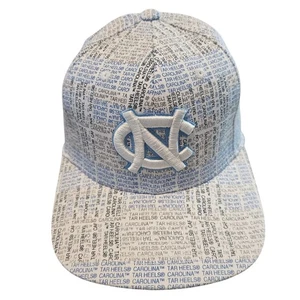 Vtg North Carolina Tar Heels Fitted Hat Cap White Flat Bill UNC Embroidered OSFA - Picture 1 of 11