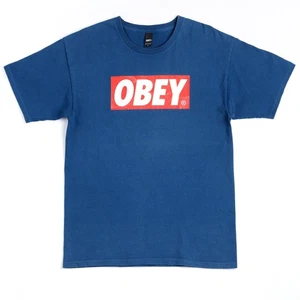 Obey Icon Box Logo T-Shirt Blue Large Streetwear Skate Tee 2000s Fairey Style - Picture 1 of 7