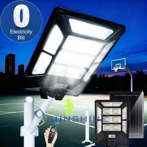 999000000LM De Luz LED Lampara Solar Para Patio Exterior Jardin Luces Calle+Pole - Picture 1 of 16