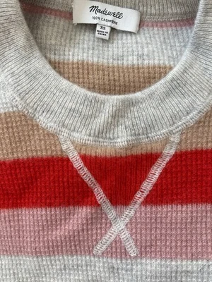 Suéter Madewell 100 % cachemir XS para mujer tejido gofre a rayas en muy buena condición Foto 1 de 4