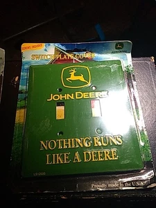 John Deere Metal Light Switch Plate Cover Sign Parts Tractor Double Wall Decor - Picture 1 of 5