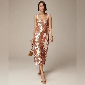 J.Crew Sz 18 Collection Circle Sequin Midi Dress Peachy Pink Slip Sleeveless NWT - Picture 1 of 18
