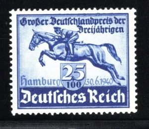 Sello Alemania Scott # B172 1940 Segunda Guerra Mundial Tercer Reich Cinta Azul Caballo MH con hr (B857) - Imagen 1 de 1