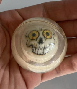 Vintage 1980’s 90’s Skull Skeleton Water 2” Ball Retro Floating Rolling Toy - Picture 1 of 3