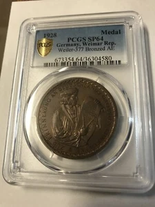 1928 GERMANY, WEIMAR REPUBLIC AE Medal. PCGS SP64 Weiler 377 - Picture 1 of 2