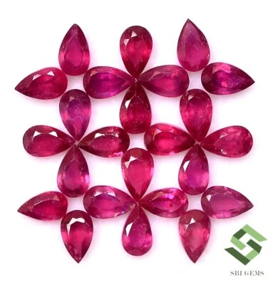 5x3 mm Natural Ruby Pear Cut Lot 10 Pcs 2.96 CTS Faceted Loose Gemstones GF - Image 1 of 4