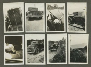 8 photos d'une automobile Auburn sur une page d'album. Snapshot. Années 30. - Picture 1 of 3