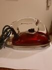  Vintage Iron Red Saunders Silver Streak Electric Pyrex Glass Iron Antique 1940s