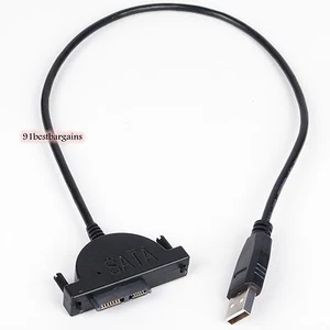 Laptop CD DVD ROM Optical Drive Adapter Cable USB 2.0 to 7+6 13Pin Slimline SATA - Picture 1 of 7