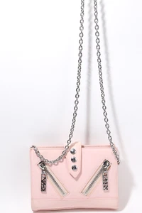 KENZO Pink Leather Mini Kalifornia Silver Chain Logo Crossbody Shoulder Bag - Picture 1 of 12