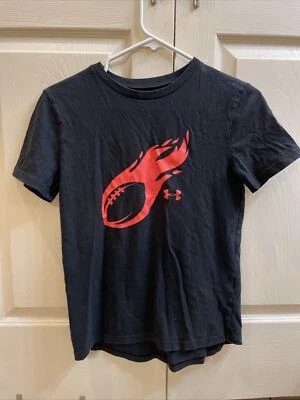 Boys Youth Under Armour Black T-Shirt Football Graphic sz LARGE L YLG EB1 - Image 1 of 3