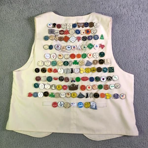 RARE VTG. Square Dance VEST LOADED W Pins / Badges LOT Collectible MEASUREMENTS - Picture 1 of 12