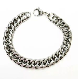 Pulsera Hombre Acero Inoxidable Bordillo Cadena Eslabón Pulsera Joyería Punk - Imagen 1 de 12