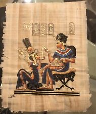 Rare Authentic Hand Painted Ancient Egyptian Papyrus-King Tutankhamun & his Wif