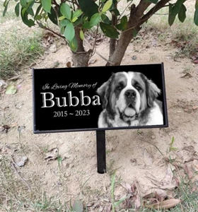Personalized Pet Stone Memorial Grave Marker Granite Plaque with Stand DOG CAT - Picture 1 of 21