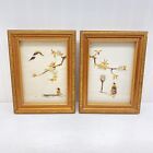 Vintage Framed Chinese shell Art Home Decorative Wall Hanging Set Of 2