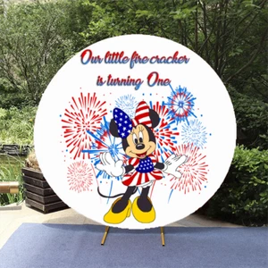 Our Little Firecracker is Turning One Custom Name girl backdrop photo booth - Picture 1 of 2