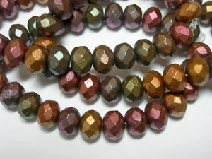 25 cuentas Picasso de vidrio checo multicolor metálico de 8x6 mm - Imagen 1 de 2