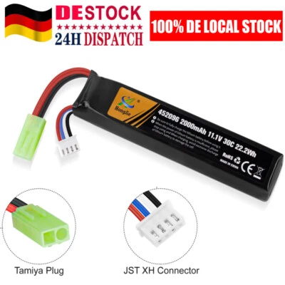 11,1V 2000mAh 30C Airsoft Hobby LiPo Akku Wiederaufladbarer Mini Tamiya Stecker - Bild 1 von 4
