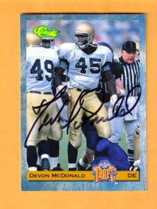 Devon McDonald Notre Dame Irish AUTO Signed 1993 Classic Draft Paterson NJ - Picture 1 of 2