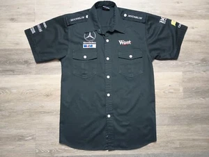 Mercedes Benz Mechanic Shirt Mens M West Mobil 1 Racing Cars Black button up - Picture 1 of 6