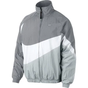 Nike Large Swoosh Windbreaker Woven Men's Jacket Gray-White AR3132-012 - Picture 1 of 2