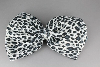 Black Grey Cheetah Leopard fabric big Huge BOW 7" wide barrette hair gator clip - Image 1 of 4