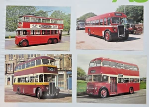 Lot of 4 Vtg Bus Trolley Postcards England transportation Doubledecker London - Picture 1 of 3