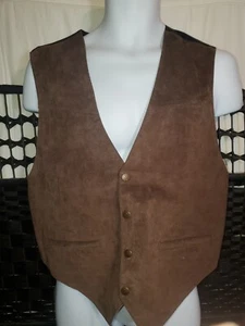 Scully Vintage 90s Leather Vest-Snap Button-State of Oklahoma Seal-Brown-Men Med - Bild 1 von 6