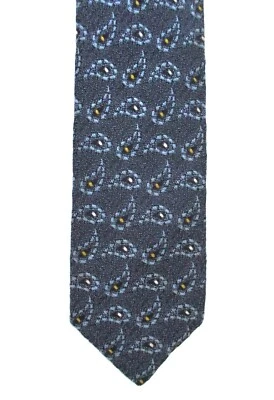 Corbata de jazz delgada de piel de tiburón cachemira dorada azul de colección de los años 60 estrecha 1,75" Foto 1 de 4