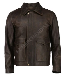 Indiana Jones Harrison Ford Classic Genuine Cow Hide Leather Jacket - ALL SIZES - Picture 1 of 2