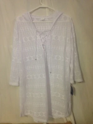 Mujer Apt. Cubierta túnica ganchillo 9 cordones - blanca - talla XL Foto 1 de 4