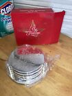 Vintage 1992 Macy's All The Trimmings Silver Christmas Tree Coasters Set Of 4