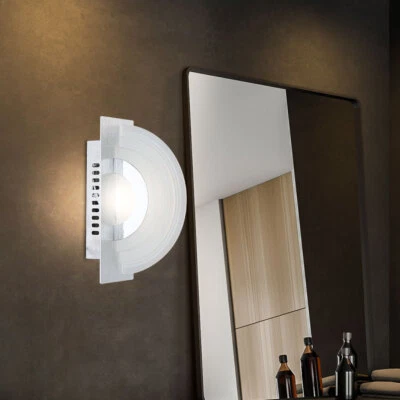 Applique da Parete Lampada Vetro Soggiorno Semi Sfera Alluminio LED L 20 CM - Immagine 1 di 4