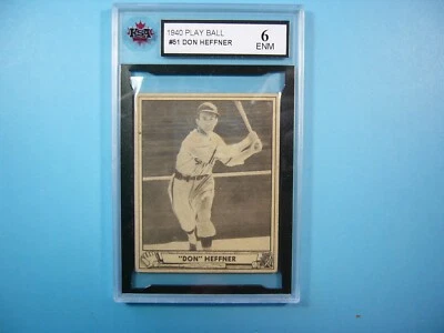 1940 PLAY BALL GUM INC. MLB BASEBALL CARD #51 DON HEFFNER KSA 6 EX/NM '40 GL - Image 1 of 2
