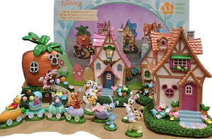 Disney Spring Village~Lights & Musical~NEW~13 pc~Easter~Mickey~Minnie~Eeyore - Picture 1 of 10