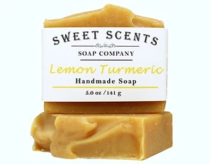 Lemon Turmeric Soap - Handmade, Natural, Cold Process, Essential Oil Soap - Picture 1 of 7