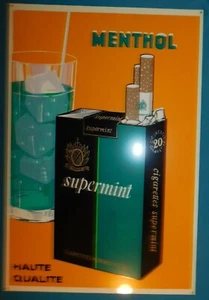 OLD PLV PUB CIGARETTES SUPERMINT MENTHOL FILTER . VERY BEAUTIFUL CONDITION. 24 x 36 cm - Picture 1 of 3