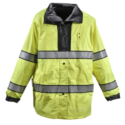 GERBER OUTERWEAR MEDIUM REG TYPHOON RAIN COAT 70F3/L BLACK / HI-VIS LIME JACKET - Image 1 of 4