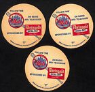 Groupe de 3 New York Mets & Rheingold Beer Coasters c1962-1973