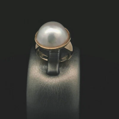Ring Gelbgold 18 K 750 / 1000 mit Mabe Perle  [ 063382 ] - Bild 1 von 4