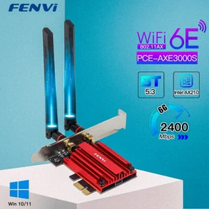 Fenvi AX210 Wi-Fi 6E PCIe 5374Mbps BT5.3 + AC1200 Wireless Adapter for PC Win11 - Picture 1 of 12