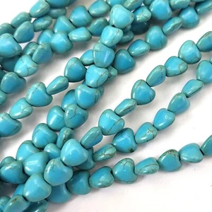 Turquoise Blue Heart Bead Love Charm Howlite 6mm 8mm 12mm 15" Love Jewelry - Picture 1 of 17