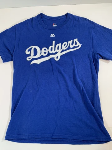 Majestic LA Dodgers Kershaw 22 Blue T Shirt Mens Size Medium MLB Baseball Cover