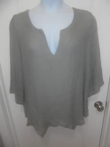 Just Fashion Now Womens Solid Gray 3/4 Sleeves Scoop V-Neck Top Size XL NEW - Picture 1 of 6