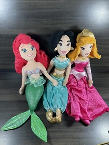 DISNEY PRINCESS Lot Of 3 Jasmin, Ariel, And Sleeping Beauty Aroura Plush - Picture 1 of 8